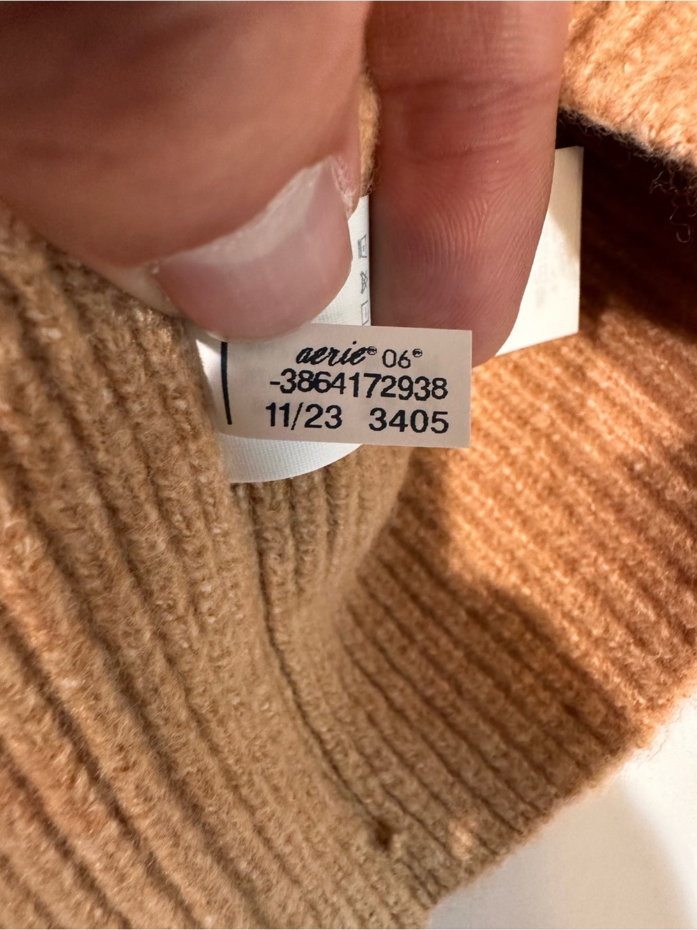 Aerie Oversized V-Neck Striped Sweater Camel White Striped Size L - Picture 10 of 13